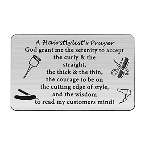 BAUNA Hair Stylist Gifts Hairstylist’s Prayer Metal Wallet Card Insert for Him Inspirational Hairdresser Jewelry Cosmetology Graduation Gift (Hairstylist’s Prayer Metal Wallet) Cover