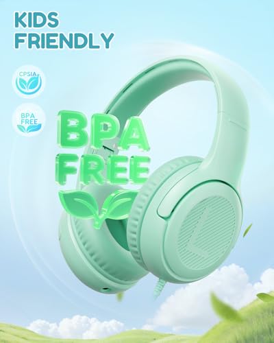 Image of awatrue USB-C Kids Headphones with Mic - 85 /94dB Volume Limiter, Foldable Wired Toddler Headphones for Boys & Girls, Over-Ear Type-C Kid Headphones for School, Travel, lPad, Tablet & Smartphones