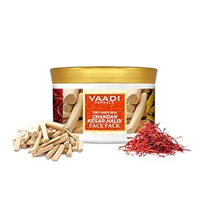 Sandalwood and Saffron Face Pack – Herbal Face Pack – ALL Natural – Sulfate Free – Suitable for All Skin Types – Value Pack of 600 gms (21.16 Oz) – Vaadi Herbals