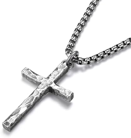 925 Sterling Silver Cross Necklace Men – Oxidized Hammered Cross Pendant with Stainless Steel Box Chain Vintage Unique Crucifix Necklaces Silver Jewelry for Mens Women 18-26 Inches 925 Sterling Silver Cross Necklace Men – Oxidized Hammered Cross Pendant with Stainless Steel Box Chain Vintage Unique Crucifix Necklaces Silver Jewelry for Mens Women 18-26 Inches