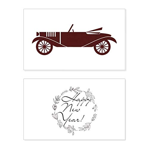 Carte de Nouvel An géométrique Classic Cars pour amateurs de voitures vintage au réveillon
