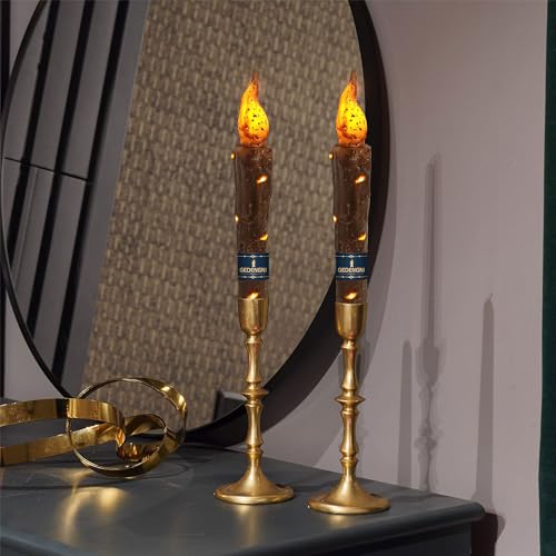 Image of Magical Candlesticks Flameless Taper Candle, 2pcs Brown LED Tapered Candles Remote Dipped Candle 6inch Battery Chandelier for Enchanting Weddings and Harry Potter Inspired Vigils(LW2P-BR)