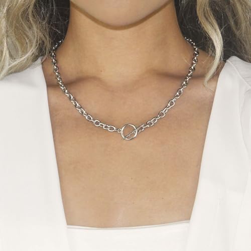 Toggle Necklace 14K Gold Plated Paperclip Chain Choker Stainless Steel Cable Necklaces Jewelry for Women3