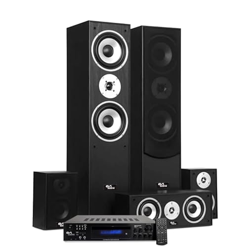Evidence Acoustics Home-Cinéma EA850-BK - 5 Enceintes 850W - Amplificateur EA-7360-BT - Karaoke 5.1 / USB SD Bluetooth Radio