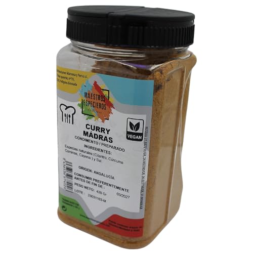 Curry en Polvo 100% Natural – Mezcla de Especias India Bote: 420 Gr - Apto para Veganos - Curry Si