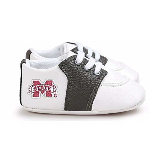 Future Tailgater Mississippi State Bulldogs Pre-Walker Baby Shoes Black Trim 0-6 Months Infant