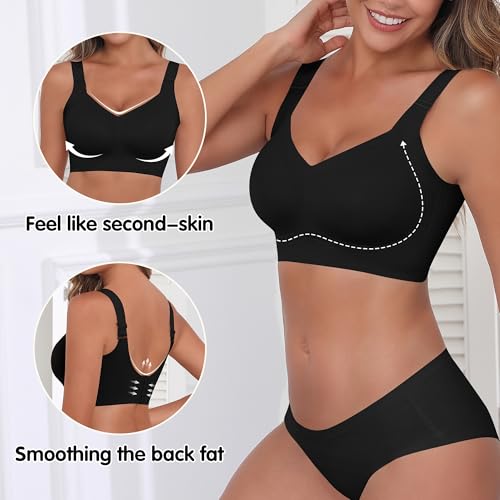 Image of Womens 2025 Seamless Wireless Supportive Bra Push Up Comfort Soft No Underwire Full Coverage T-Shirt Bras (M-4XL)