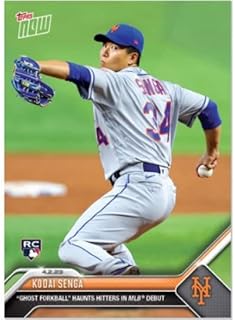 2023 Topps NOW #32 Kodai Senga RC Rookie "Ghost Forkball Haunts Hitters" & 1st Win Baseball Trading Card New York Mets
