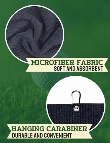 CybGene Golf Towel Gifts - Microfiber Golf Towels for Men and Women on Birthday, Christmas, 16'x 24', Black, Initial J