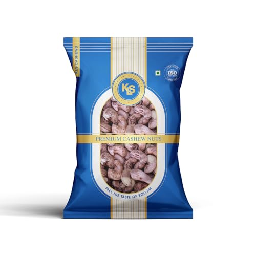 Image of KLS Cashew Nuts|Kaju| Borma Whole Nuts- Unpeeled, Fresh & Natural Cashews from Kollam, Kerala (500 Grams)