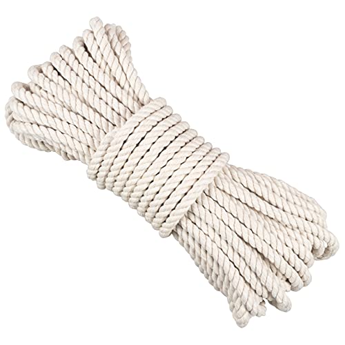 JelyArt 20M 10mm Makramee Garn Seil, Starke Baumwolle 10mm Makramee Kordel Baumwollseil für DIY Basteln Handwerk , Geschenke, Garten Pflanzenhänger Weben, Verschleißfestes (20 Meter) Cover