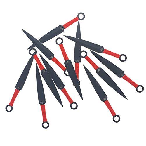 MasterTarget Kunai Style Fixed Blade Set. Stainless Steel Blade. for Collection, Gift, Target Throwing Practice (Red)