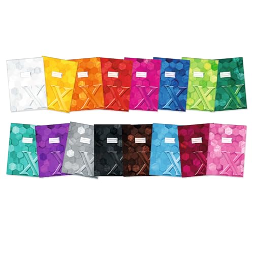 HERMA 20084 Heftumschlag A4 Karton Pink, veredelte Hefthülle mit Beschriftungsfeld aus stabilem & extra starkem Papier, Heftschoner mit Hexagon Muster Motiv für Schulhefte, farbig