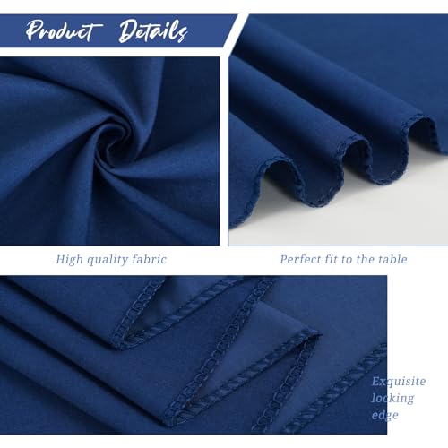 8 Pack Round Tablecloth 120 Inch - Navy Blue Polyester Table Cloth for Round Table, Premium Stain and Wrinkle Resistant Washable Fabric Table Cover for Wedding Party Banquet Restaurant Reception by REWOMC - Image 3