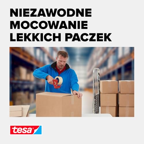 tesapack Taśma do Pakowania, Zestaw Samoprzylepnych Taśm Pakunkowych, 6 Rolek, Ciche Rozwijanie, do Zaklejania Lekkich Paczek, 66 m x 50 mm, Przezroczyste