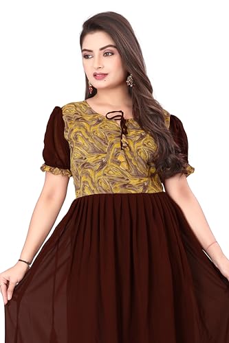 Image of eightone Floral Printed Cotton Frock for Women | Fit and Flare Midi One Piece Dress | Casual Western Dress for Women