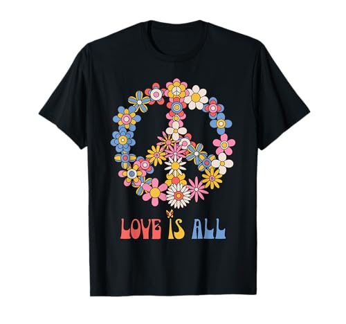 Love Hippie Peace Groovy Fleurs Retro années 60 70 Paix T-Shirt