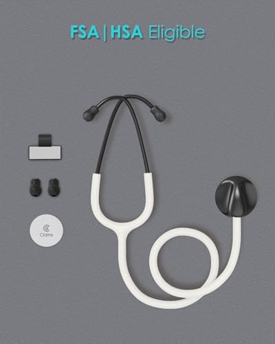 Image of Single Head Stethoscope for Nurses /Nursing School Students /Doctors | White Tube Essential Estetoscopio for Medical BP Monitoring & Home Use, with Accessories Name Tag & without EVA Case