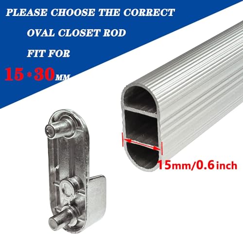 Taiyyi 10 Stücke Kleiderstangenhalter Kleiderstange Halterung mit Schrauben Metall Oval Kleiderstangenhalter Stangenhalterung für Schrankrohraufhänger Kleidung Rutenhalter