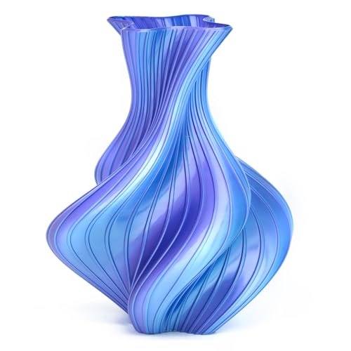 Image of Silk Dual Color Sky Blue Purple PLA 1.75mm 1kg Shiny 3D Print Filament FDM | Silk finish Bi color Sky Blue Purple Coextrusion Shiny Smooth transition Neatly wound 1kg spool 2.2lbs for Bambu Snapmaker