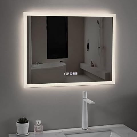 LED Bathroom Mirror, 24x32 Vanity Mirror with Anti-Fog Function, 3 Dimmable Colors, Memory Function, Wall-Mounted Lighted Mirror(Horizontal/Vertical) Cover