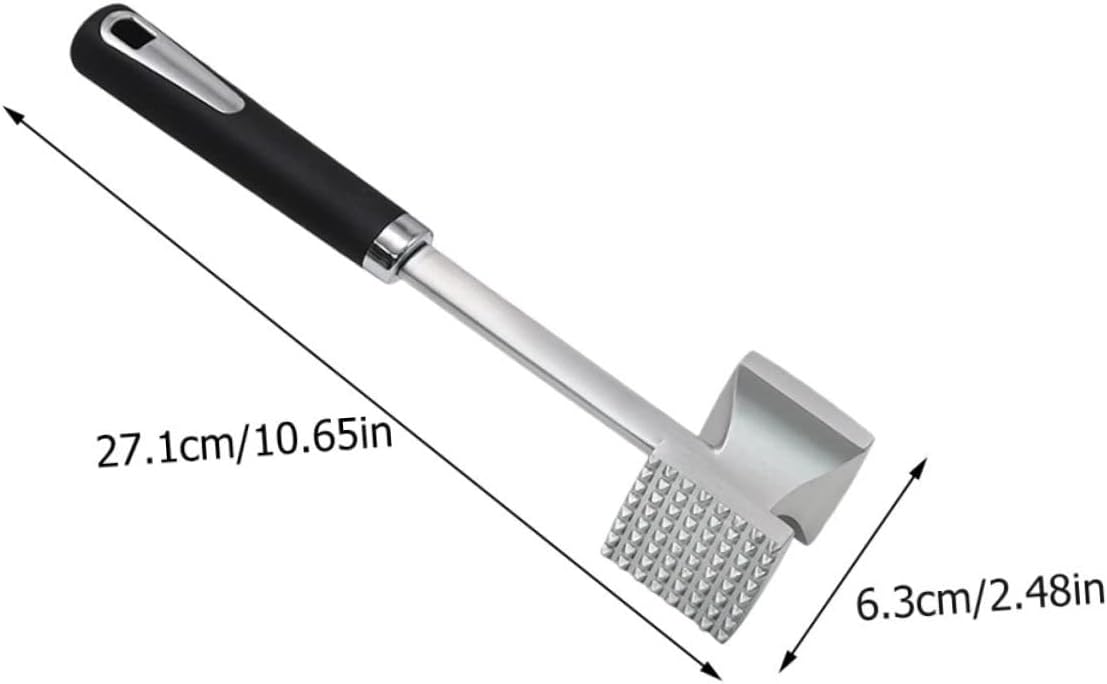 1pc Restaurant Steak Hammer Meat Mallet Ergonomic Black Handle Tenderizer Tool for Beef Poultry Dishwasher Safe for Home Cooking Comfortable Grip Muscle Fiber Tenderizing