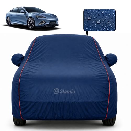 Image of Car Cover for BYD Seal | 100% Waterproof Heavy-Duty 3-Layer Car Body Cover | All-Weather Rain, UV, Sun & Dust Protection | Custom Fit | Mirror & Antenna Pockets | Navy Blue