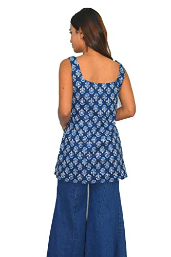 Image of JAIPUR HAND BLOCK Sleeveless Broad Neck Kurti Top S22SF