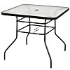 Kotek 32 patio table with umbrella hole outdoor bistro table wtempered glass top sturdy metal frame square patio dining table coffee table for garden balcony poolside  urban country home decor