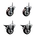 Polyurethane Swivel Threaded Stem Caster Set of 4 w/3.5