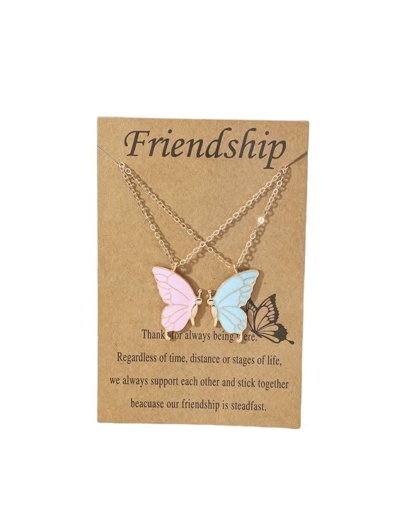 Bracelets Hub Two Butterfly Necklace | Best Friends Necklace Chain Pendent | Pink and Sky Butterfly Wing Necklace | Girlfriends Pendant Gift for Women & Girls (Golden)-1 Pair (B0D14QQCFV) Amazon Price History, Amazon Price Tracker