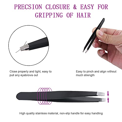 Professional 6-Piece Eyebrow Tweezers Set with Case - Image 2