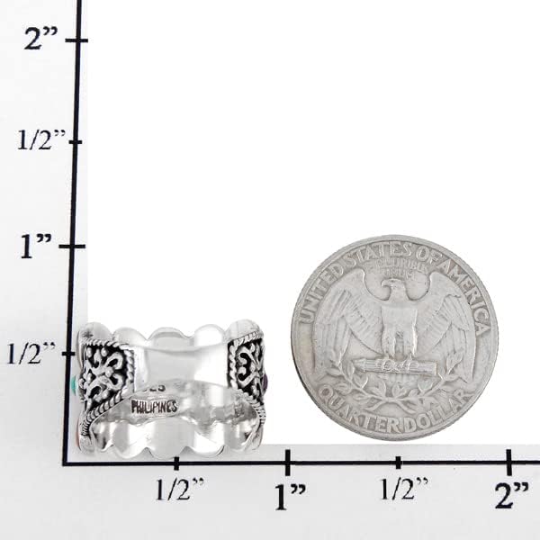 Miniatura 4 de Anillo turquesa de plata de ley 925, piedras preciosas auténticas, tamaño 6 a 11 (elige el color)