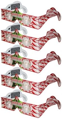 5 pair - 3D Christmas Glasses - See CANDY CANES! Turn Holiday Lights Into Magical Images For A Fun Christmas Experience! Our USA MADE Holiday Glasses Are Perfect For Festivities! image 2