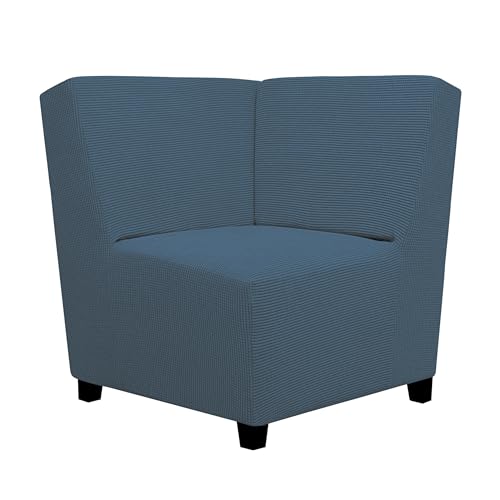 Image of Easy-Going Stretch Sectional Corner Sofa Slipcover 1-Piece Couch Sofa Cover Furniture Protector Soft with Elastic Bottom for Kids, Pet, Spandex Jacquard Fabric Bluestone