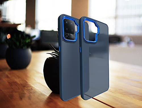 Image of A rtistque Frosted Translucent Back Cover Case for Oppo F19 Pro | Electroplated Chrome Ring | Raised Camera Edges for Protection | Smooth Sides TPU - Blue