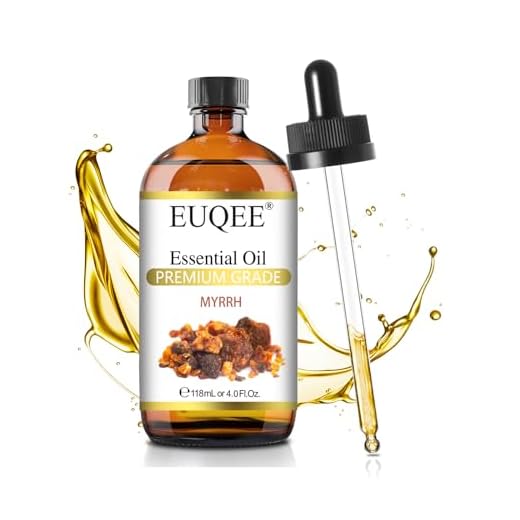 EUQEE Myrrh Essential Oil 118mL/4oz Nature & Plant Essential Oil Premium Myrrh Oil for Diffuser, Soap & Candle Making, Humidifier, Cleaning with Glass Dropper