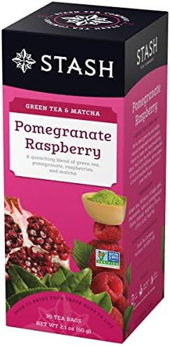 Stash Tea Pomegranate Raspberry Green Tea - Caffeinated, Non-GMO Project Verified Premium Tea with No Artificial Ingredients, 30 Count (Pack of 6) - 180 Bags Total