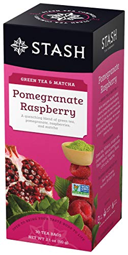 Image of Stash Tea Pomegranate Raspberry Green Tea - Caffeinated, Non-GMO Project Verified Premium Tea with No Artificial Ingredients, 30 Count (Pack of 6) - 180 Bags Total