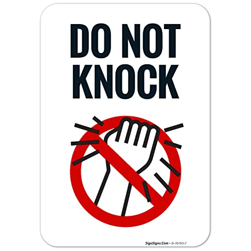 Do Not Knock Sign, 10x7 Inches, 4 Mil Vinyl Decal Stickers Weather