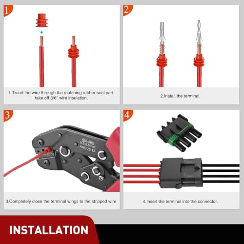 Image of Nilight 180PCS 10 Kits 4 Pin Waterproof Automotive Electrical Connector Kit