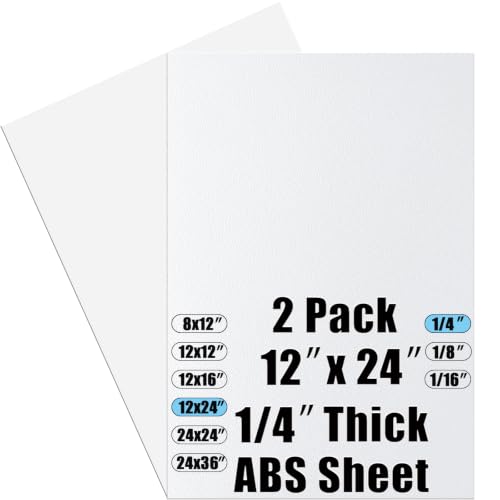 Image of ABS Plastic Sheet 1 /4 Inch Thick 12 inch x 24 inch (2-Pack),Two-Sided Heat Moldable Panel (Thermoplastic Textured Front & Smooth Back), White Thermoform Board Great for DIY Projects, Decor, Handcrafts