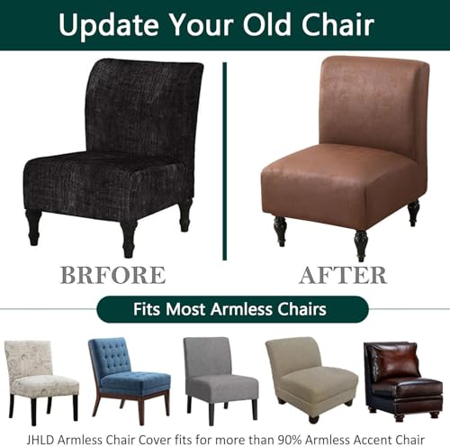 Housses de fauteuil sans accoudoirs imperméables en similicuir stretch café