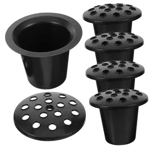 GANAZONO 5 pièces Pots Funéraires Plastique Noir Vase Cimetiere Stable pour Fleurs Artificielles et Naturelles Support pour Décoration Funéraire et Tombes