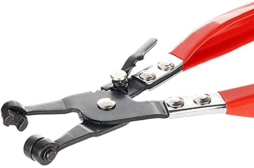 AASONS Band Hose Clamp Plier, Flexible Ring Type Hose Clamp Pliers Installation and Removal Tool Swivel Jaw Locking (Flat Jaw)(Red & Black) 1