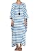 Mordenmiss Women's New Round Collar Stripes Plus Size Dresses Style 1-Blue-L