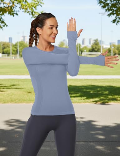 Image of MathCat Workout Shirts for Women Long Sleeve, Workout Tops for Women, Quick Dry Gym Athletic Tops,Seamless Yoga Shirts XS-XL