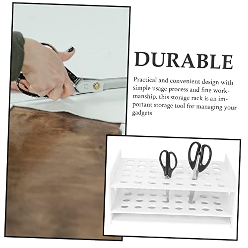 Image of DOITOOL Wooden Scissors Stand with 40 Holes 13X9.84X5.9In Desktop Organizer for Classroom Craft Storage and Test Tube Rack Compact Scissor Holder for Art Supplies