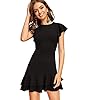Floerns Women's V Back Inslace Layered Ruffle Hem Flutter Sleeve Dress Black M