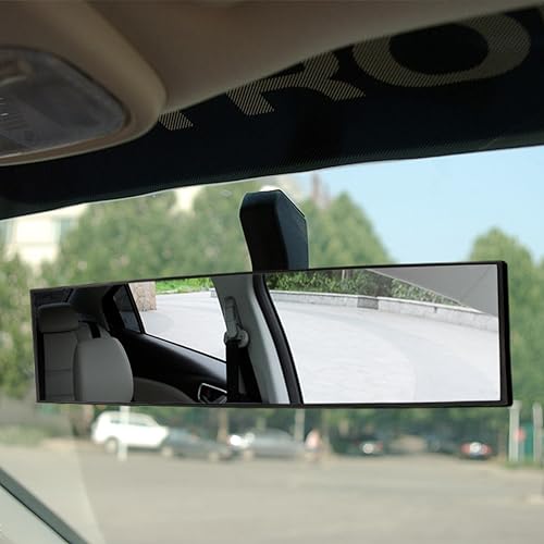Image of Osilly Rear View Mirror for Car, 12.1 inch Interior Clip-on Panoramic Convex Rearview Mirrors, HD Anti Glare Wide Angle and Reduce Blind Spot, Universal for SUV Trucks Vehicles (White)